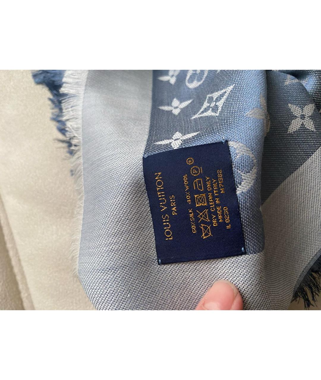 LOUIS VUITTON PRE-OWNED Синий шелковый платок, фото 4