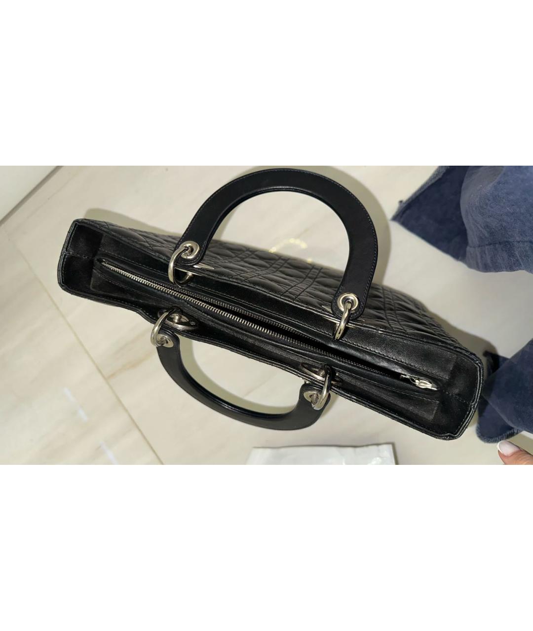 CHRISTIAN DIOR PRE-OWNED Черная кожаная сумка с короткими ручками, фото 5