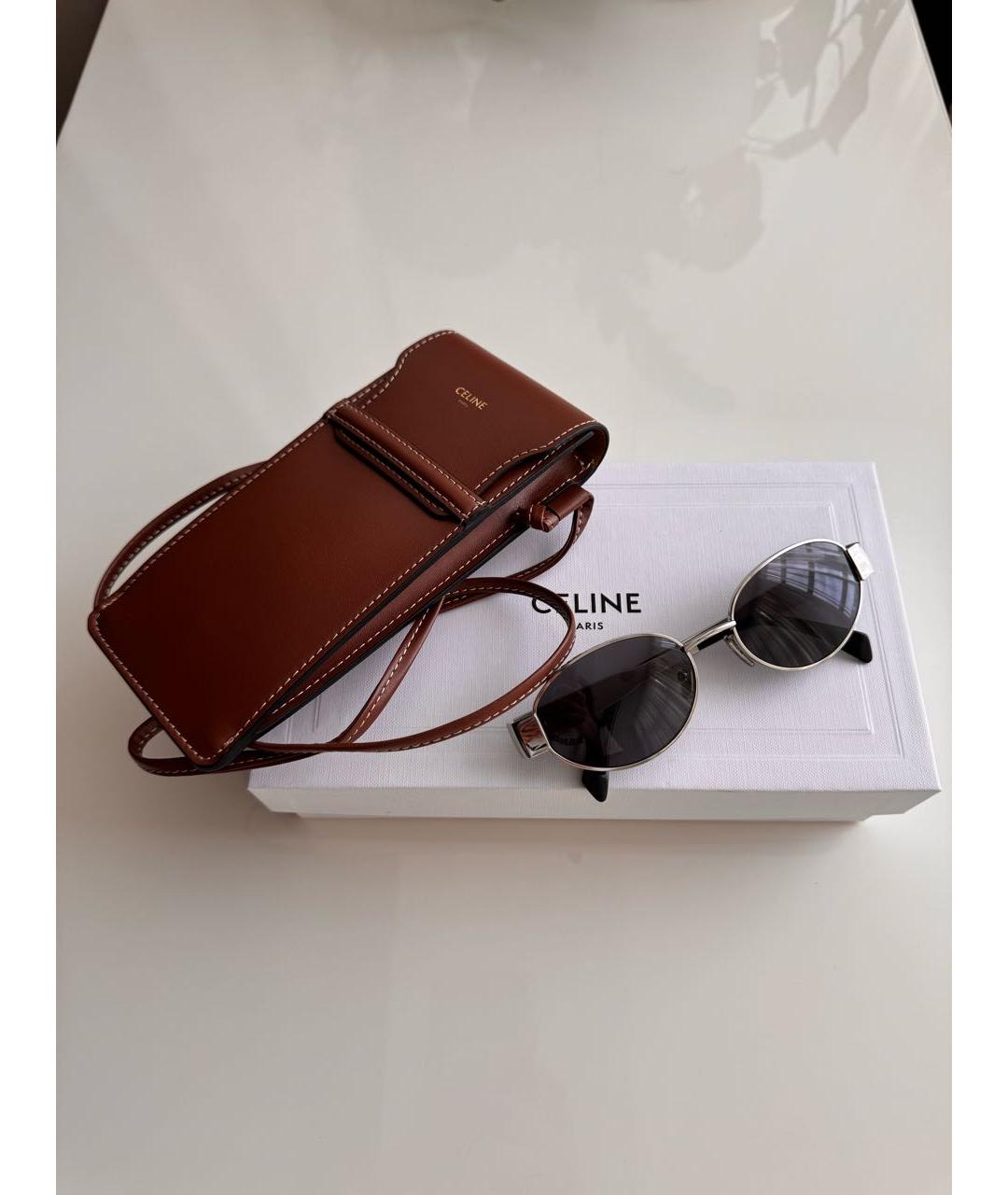 CELINE PRE-OWNED Серые металлические солнцезащитные очки, фото 3