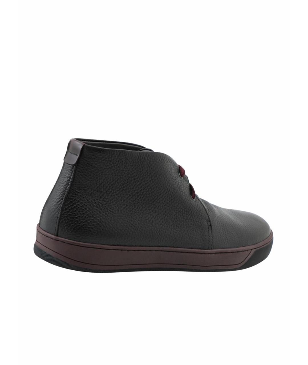 POLLINI Черные кожаные низкие ботинки, фото 1