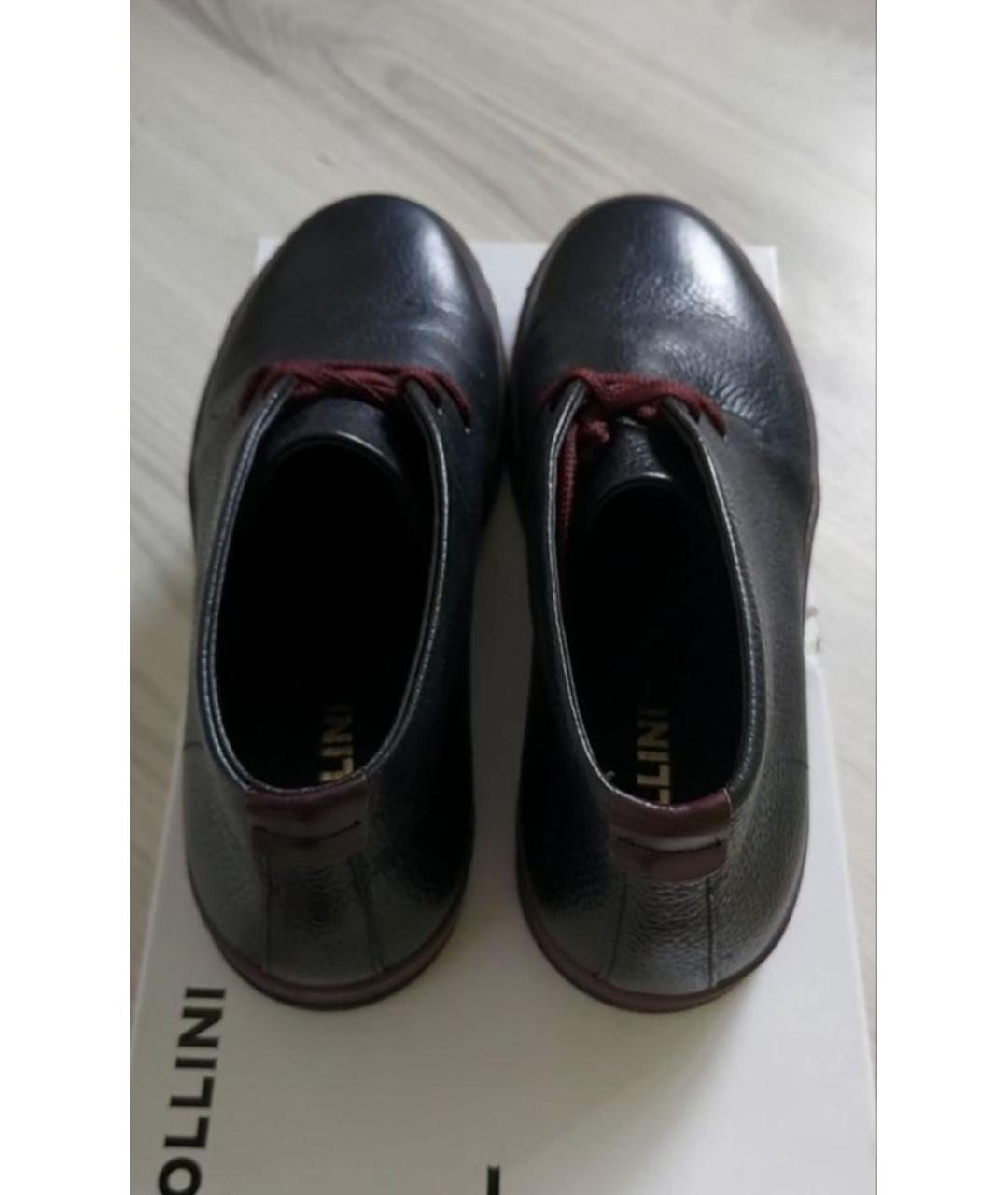 POLLINI Черные кожаные низкие ботинки, фото 4