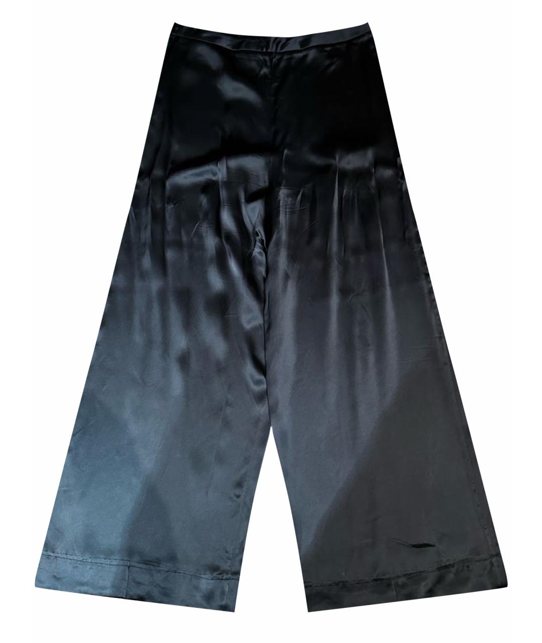 JIL SANDER Темно-синие шелковые брюки широкие, фото 1