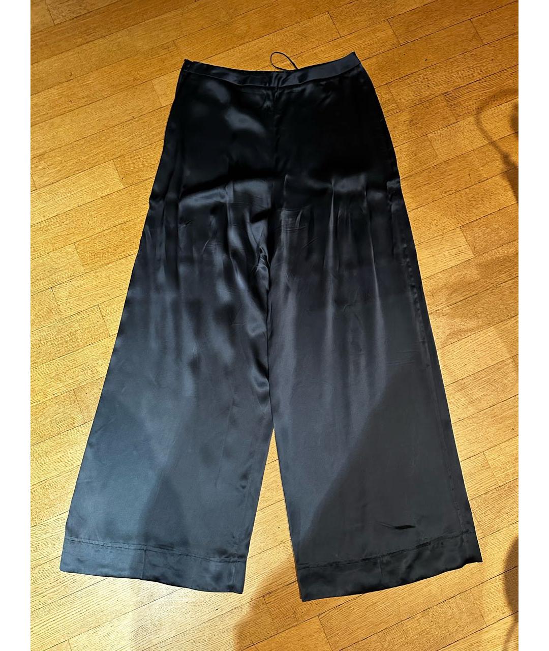 JIL SANDER Темно-синие шелковые брюки широкие, фото 5