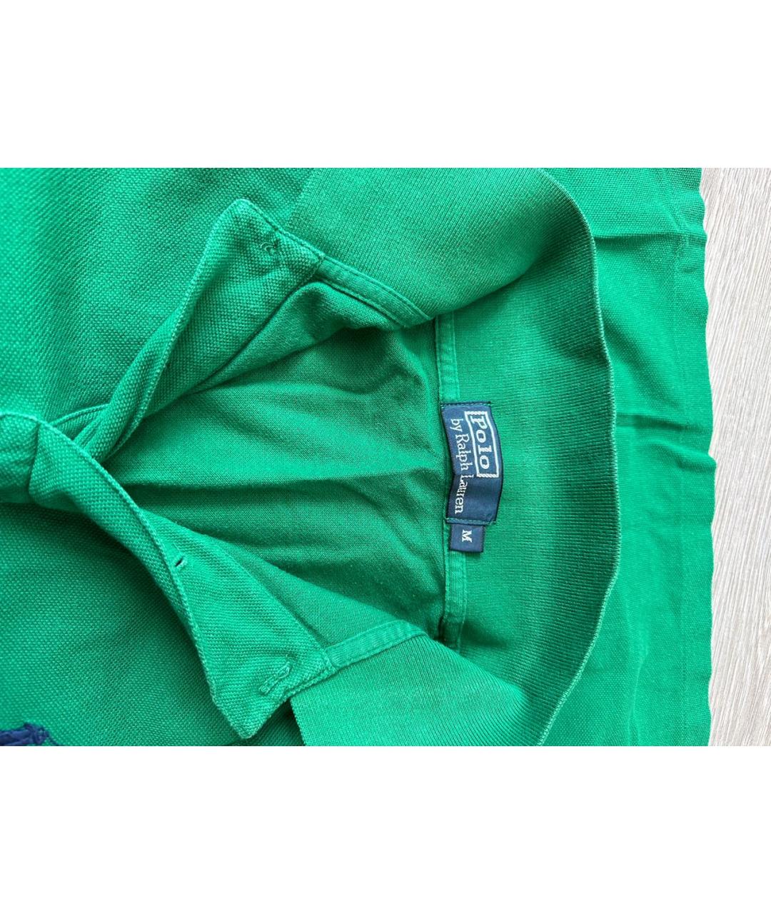POLO RALPH LAUREN Зеленые хлопковое поло с коротким рукавом, фото 3