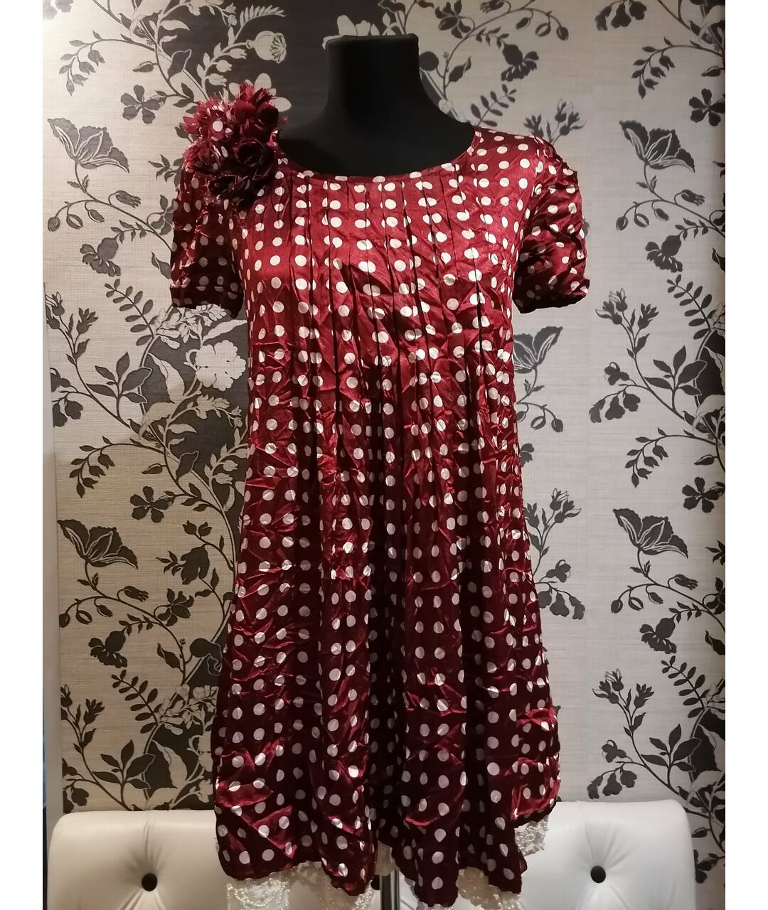 TWIN-SET Бордовое полиэстеровое платье, фото 7