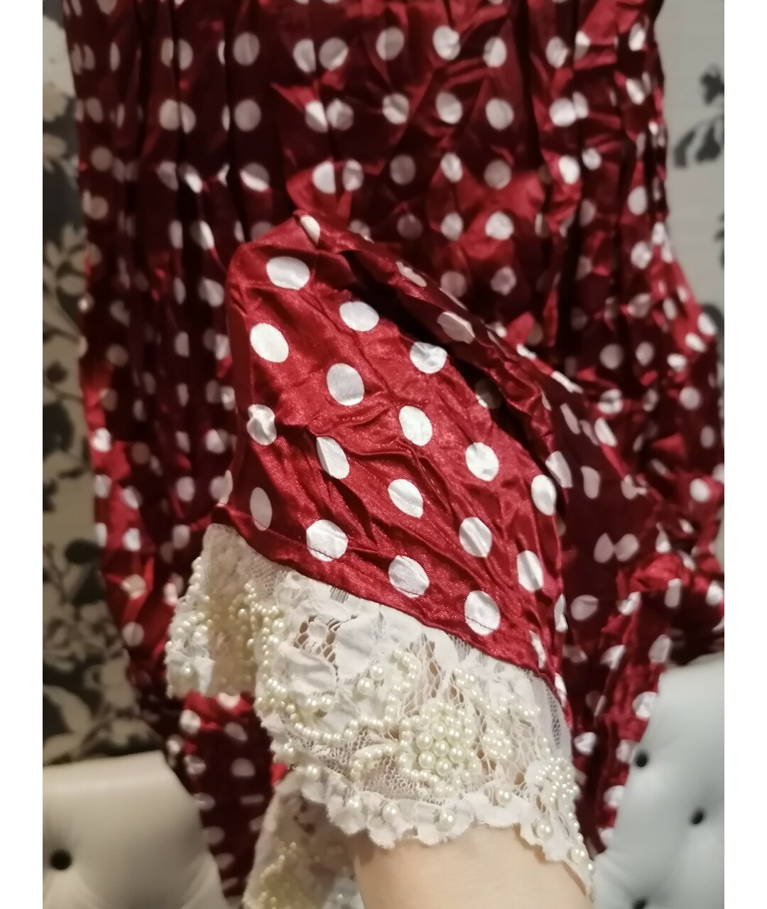 TWIN-SET Бордовое полиэстеровое платье, фото 4