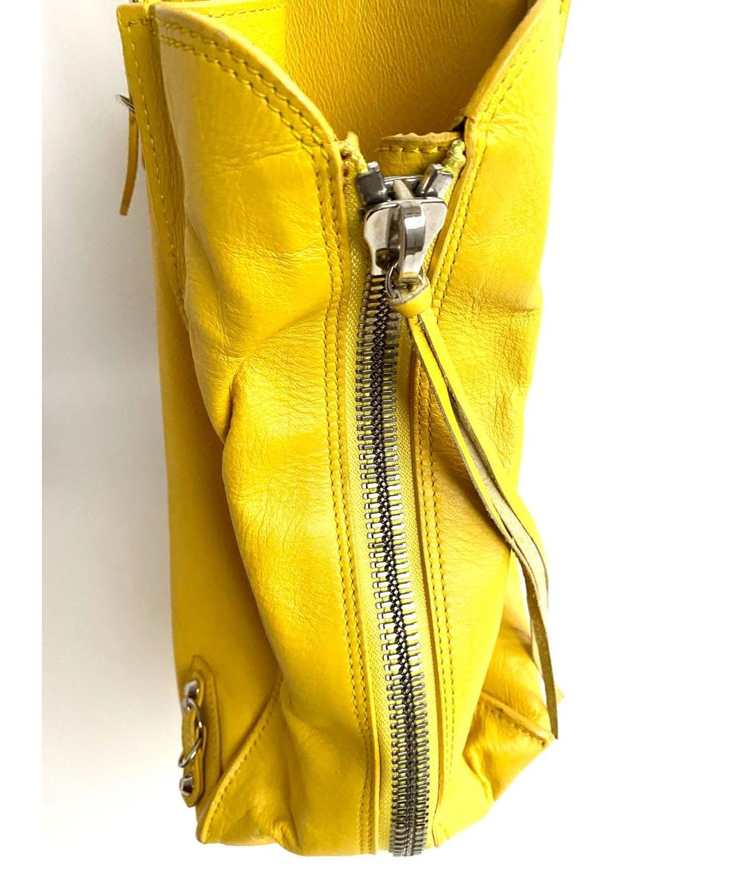 BALENCIAGA Желтая кожаная сумка тоут, фото 3