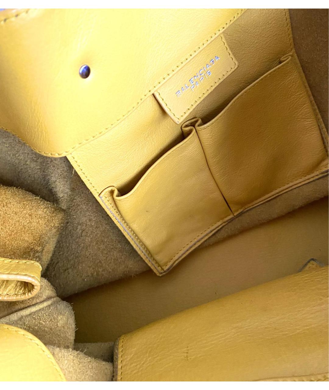 BALENCIAGA Желтая кожаная сумка тоут, фото 6