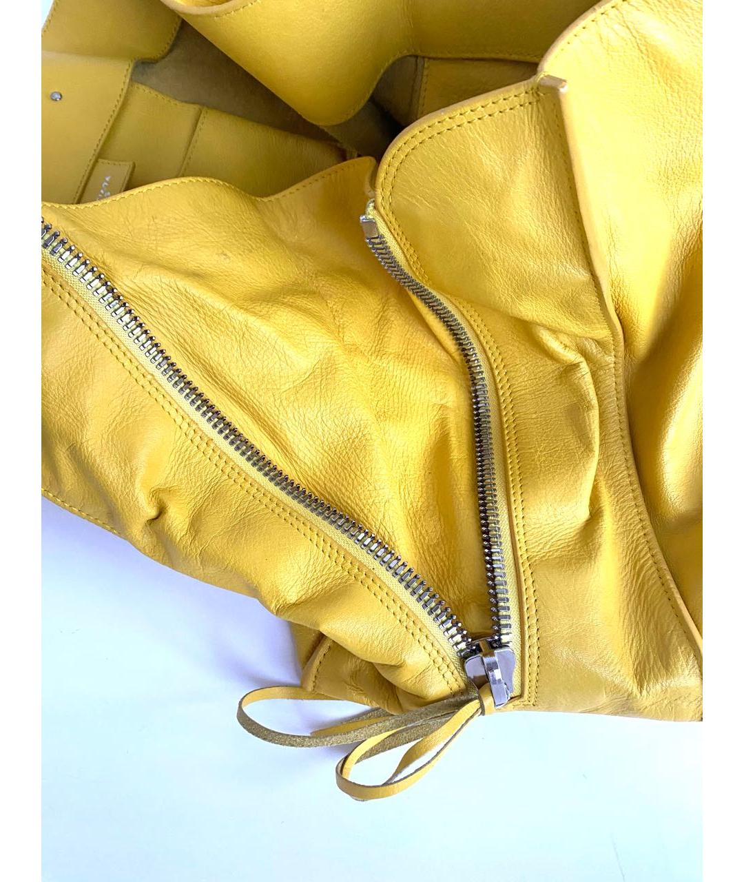 BALENCIAGA Желтая кожаная сумка тоут, фото 7