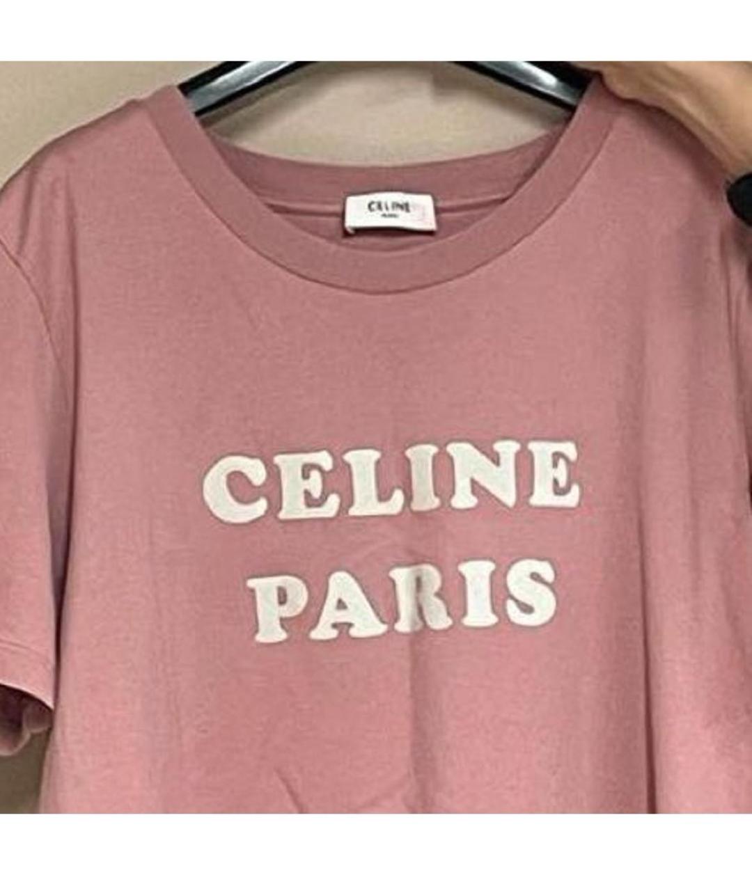 CELINE PRE-OWNED Розовая хлопковая футболка, фото 2