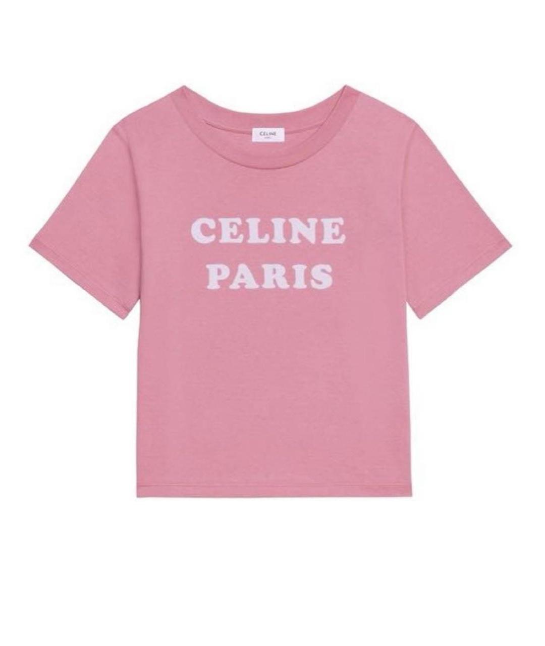 CELINE PRE-OWNED Розовая хлопковая футболка, фото 1