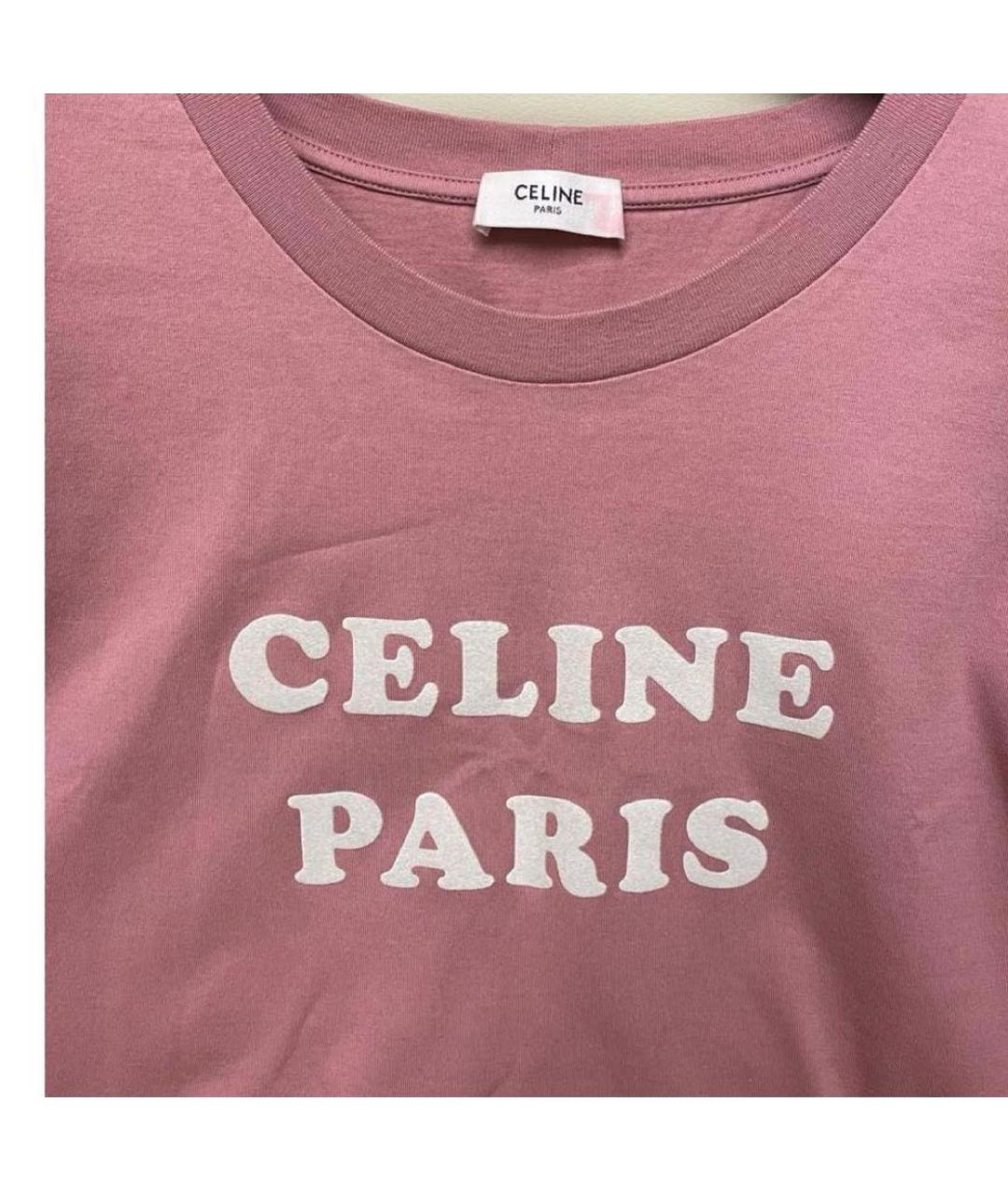 CELINE PRE-OWNED Розовая хлопковая футболка, фото 3
