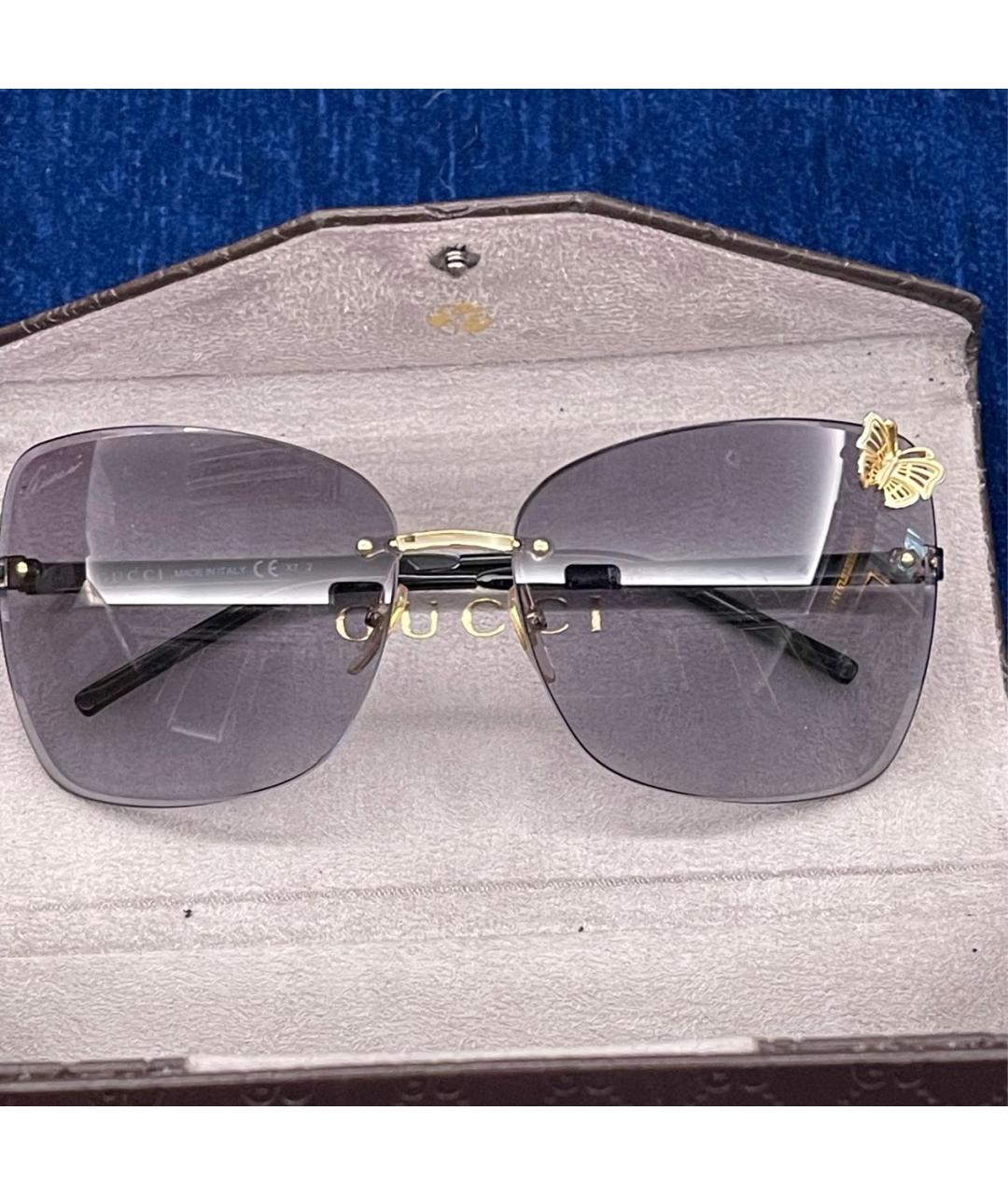 GUCCI Черные металлические солнцезащитные очки, фото 8