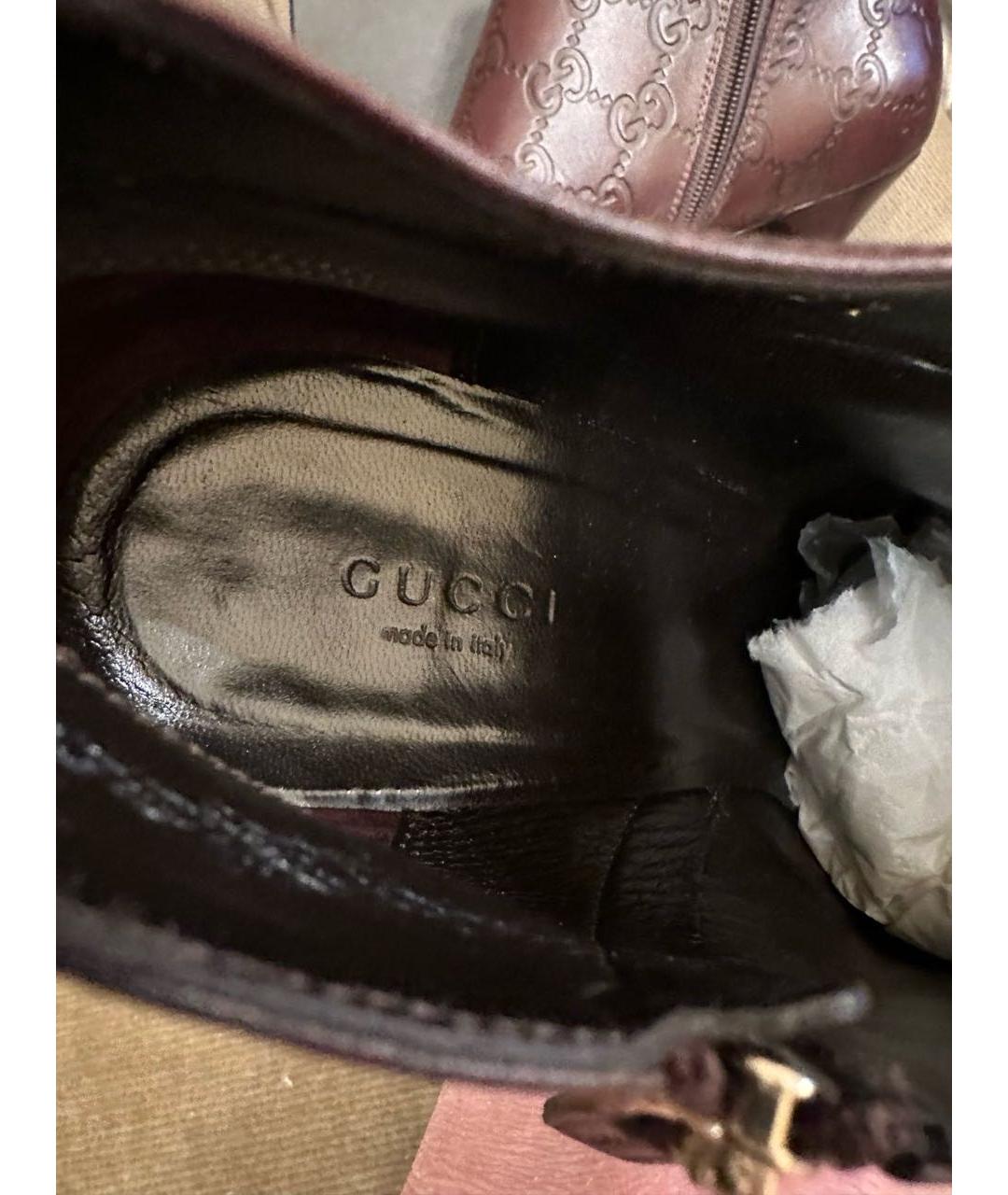 GUCCI Коричневые кожаные ботильоны, фото 5