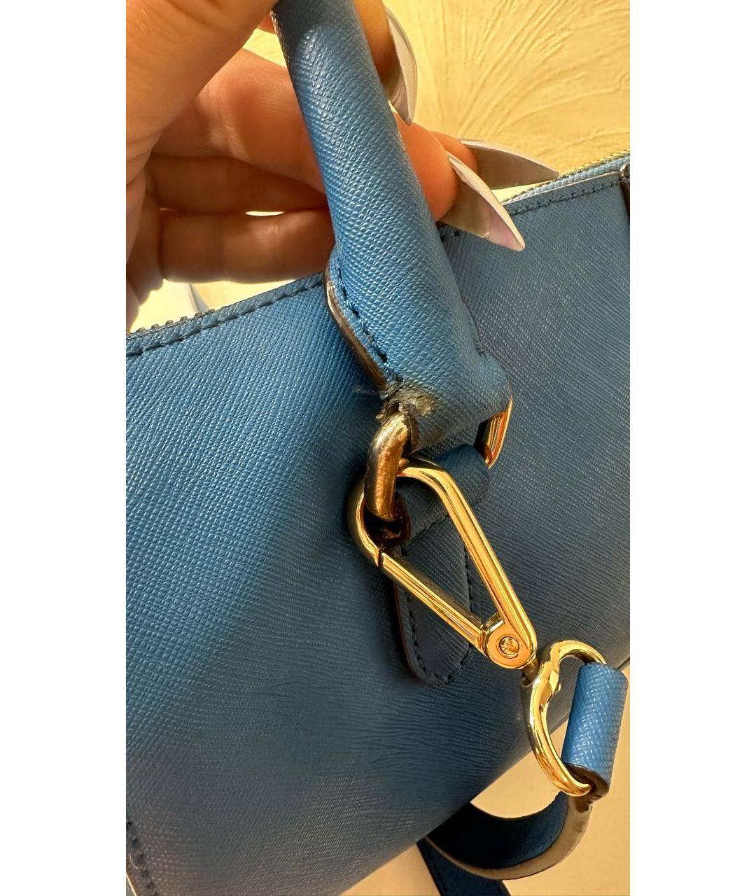DKNY Синяя кожаная сумка с короткими ручками, фото 8