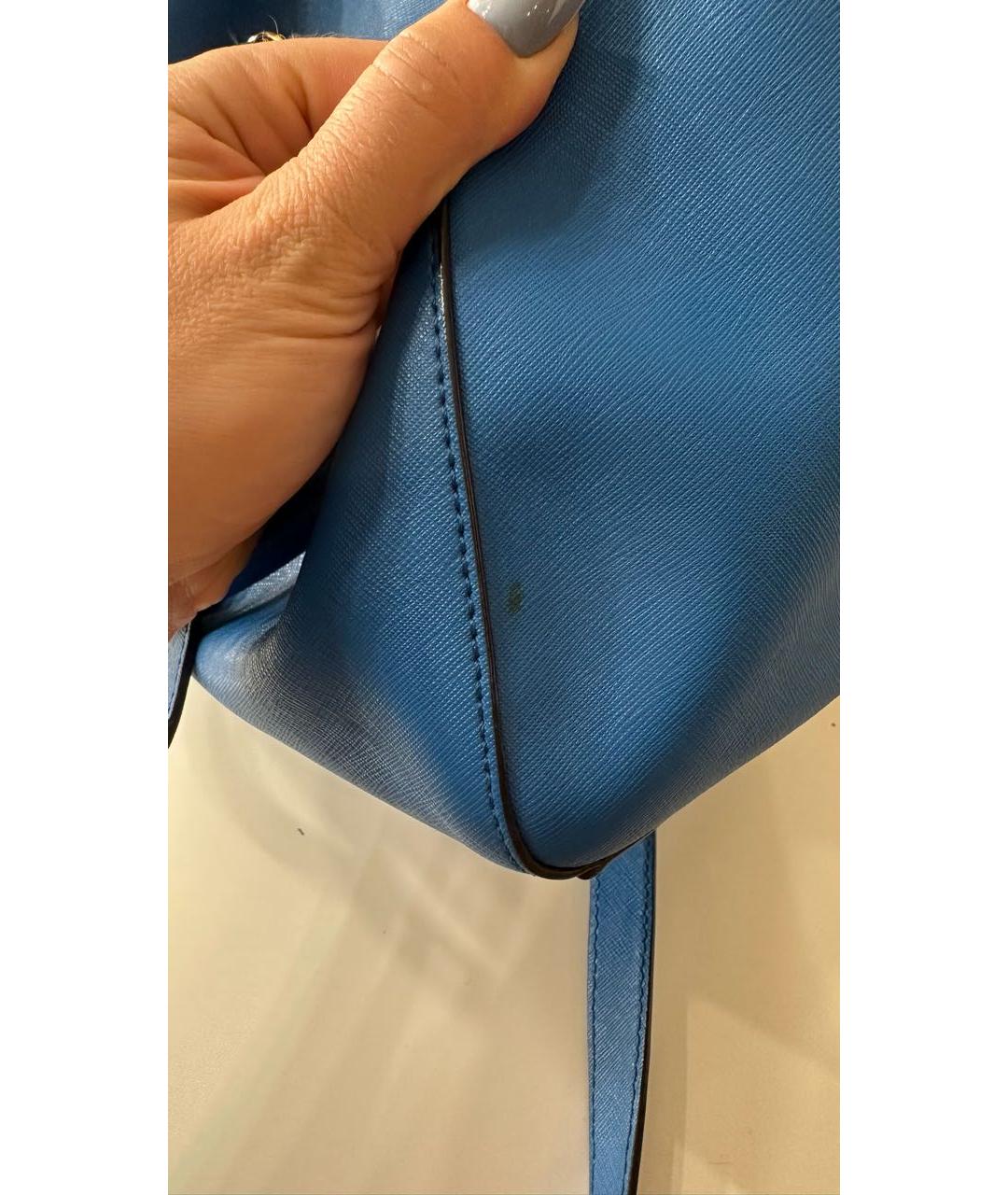 DKNY Синяя кожаная сумка с короткими ручками, фото 7