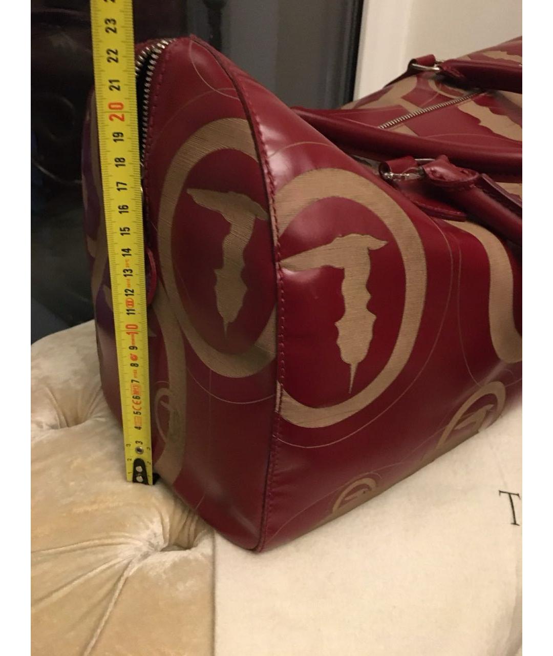 TRUSSARDI Красная кожаная дорожная/спортивная сумка, фото 2