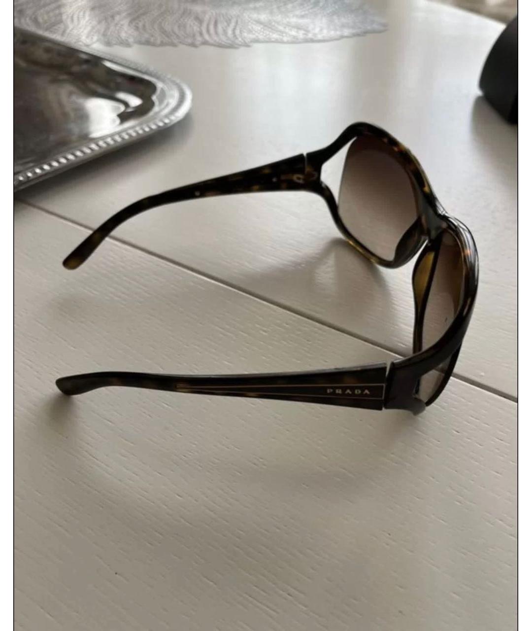 PRADA Коричневые пластиковые солнцезащитные очки, фото 4