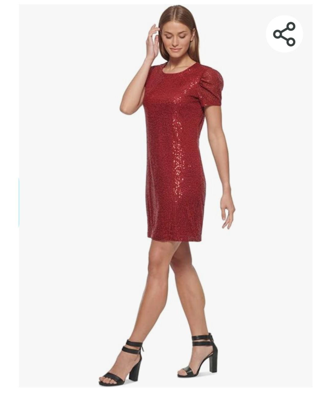 DKNY Красное полиэстеровое коктейльное платье, фото 3
