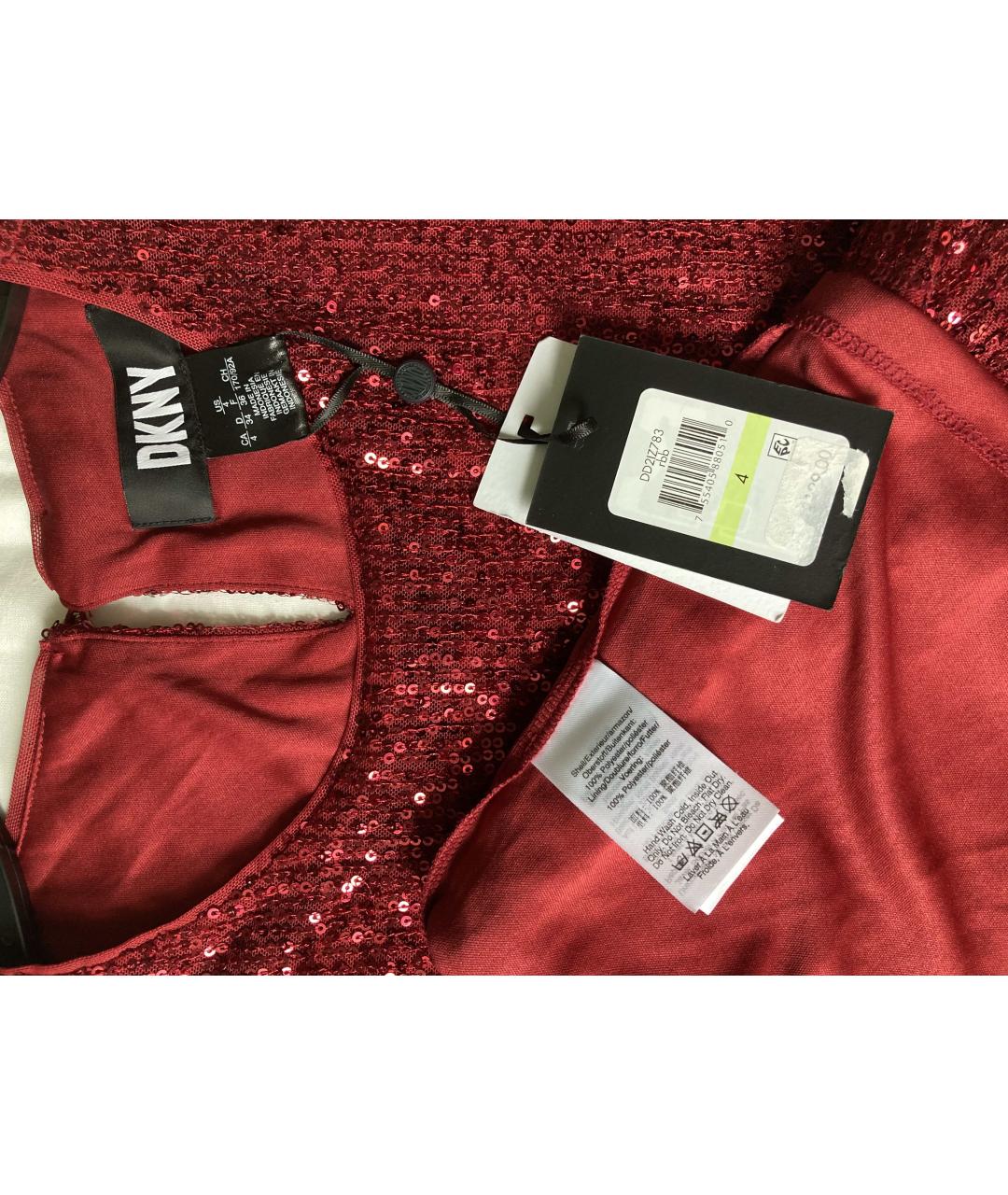 DKNY Красное полиэстеровое коктейльное платье, фото 7