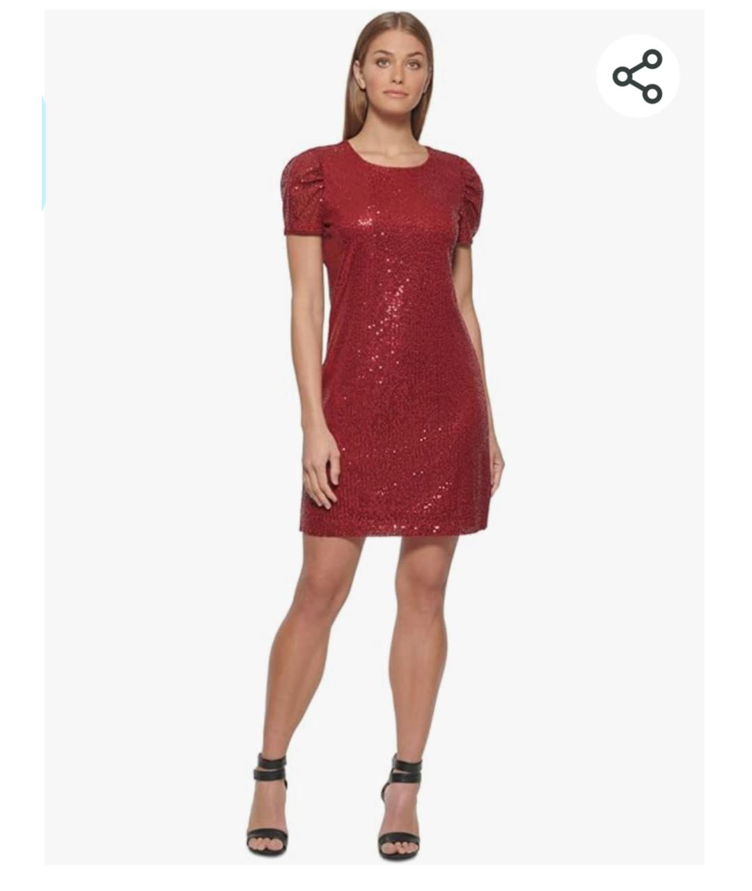 DKNY Красное полиэстеровое коктейльное платье, фото 4
