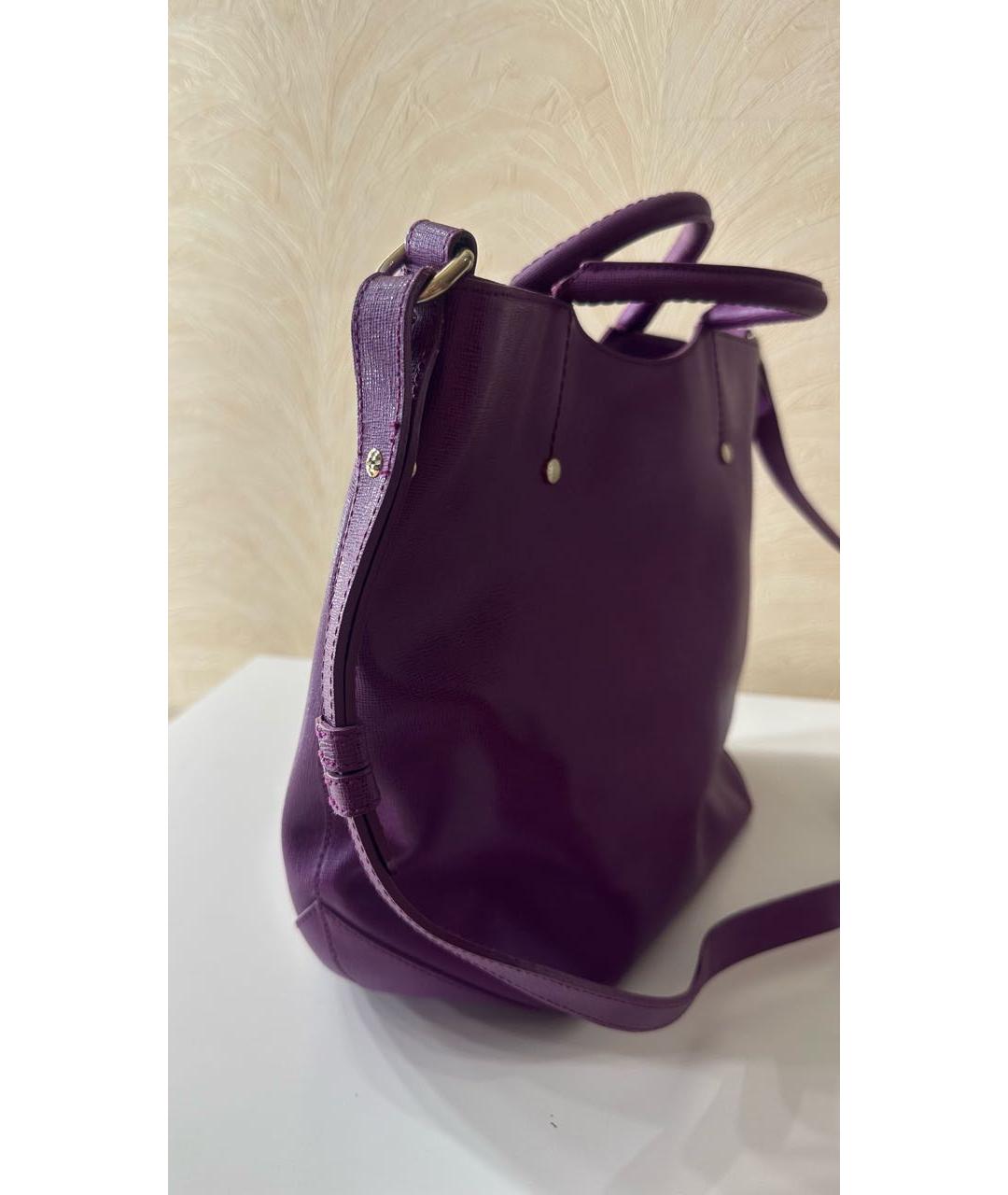 FURLA Фиолетовая кожаная сумка тоут, фото 2