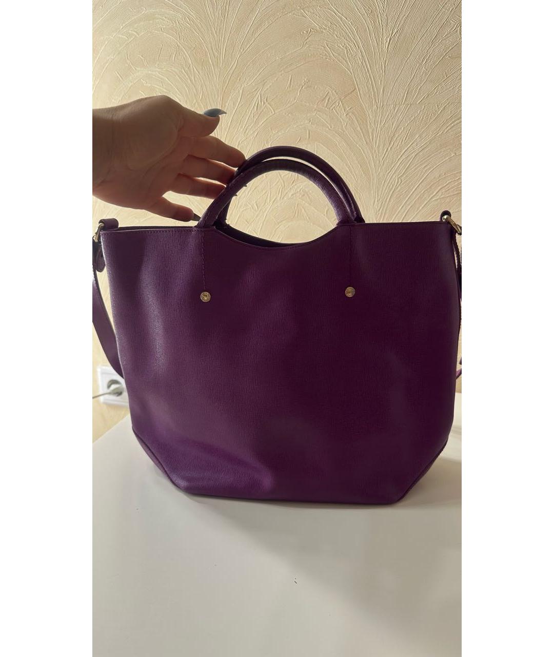 FURLA Фиолетовая кожаная сумка тоут, фото 3