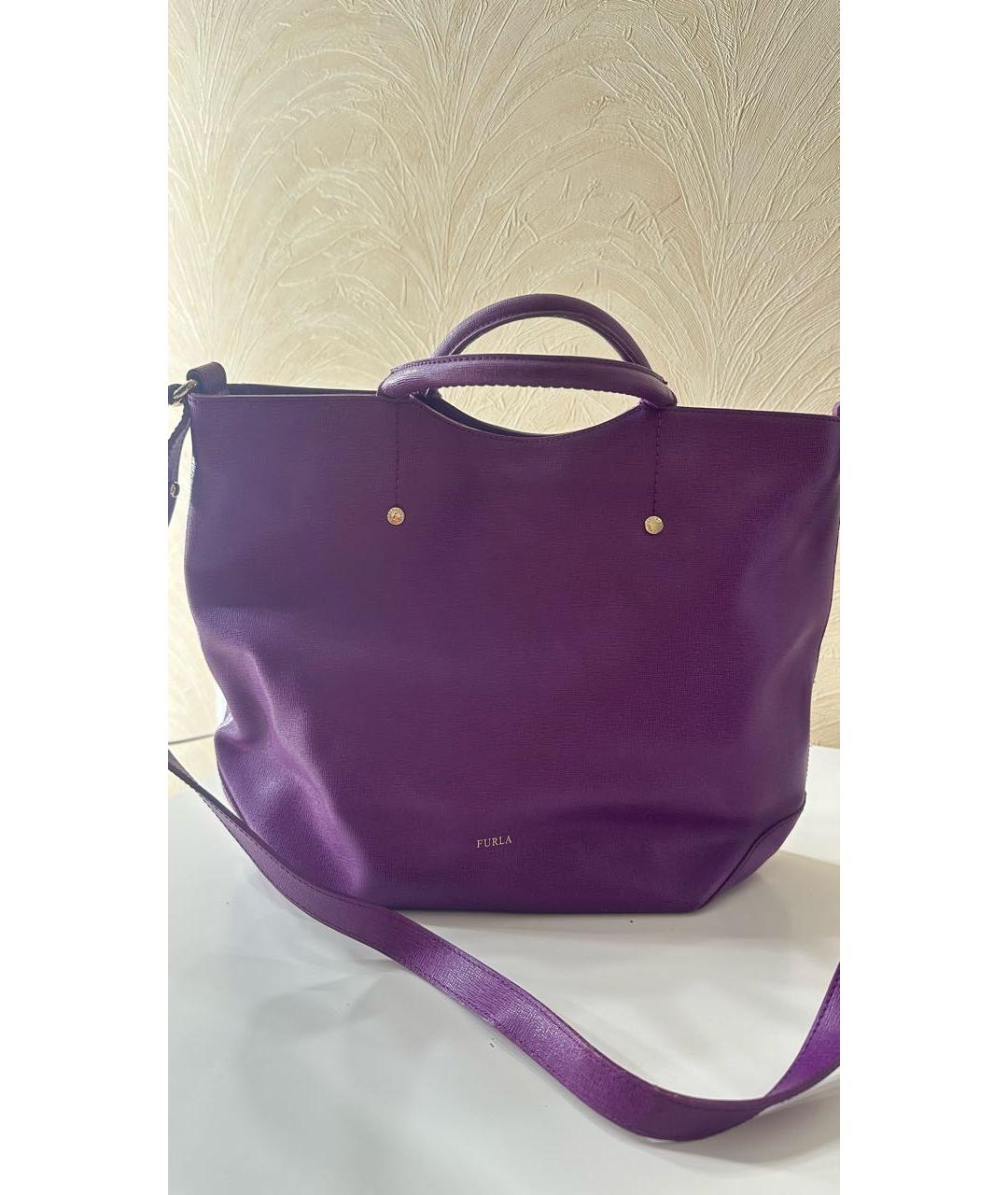 FURLA Фиолетовая кожаная сумка тоут, фото 8