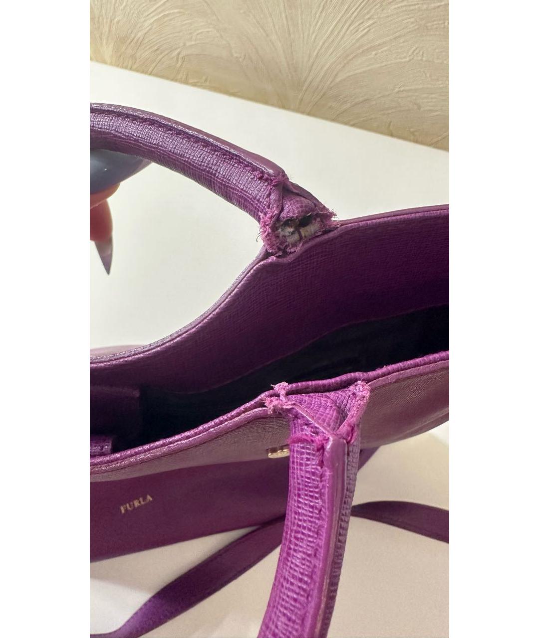 FURLA Фиолетовая кожаная сумка тоут, фото 6