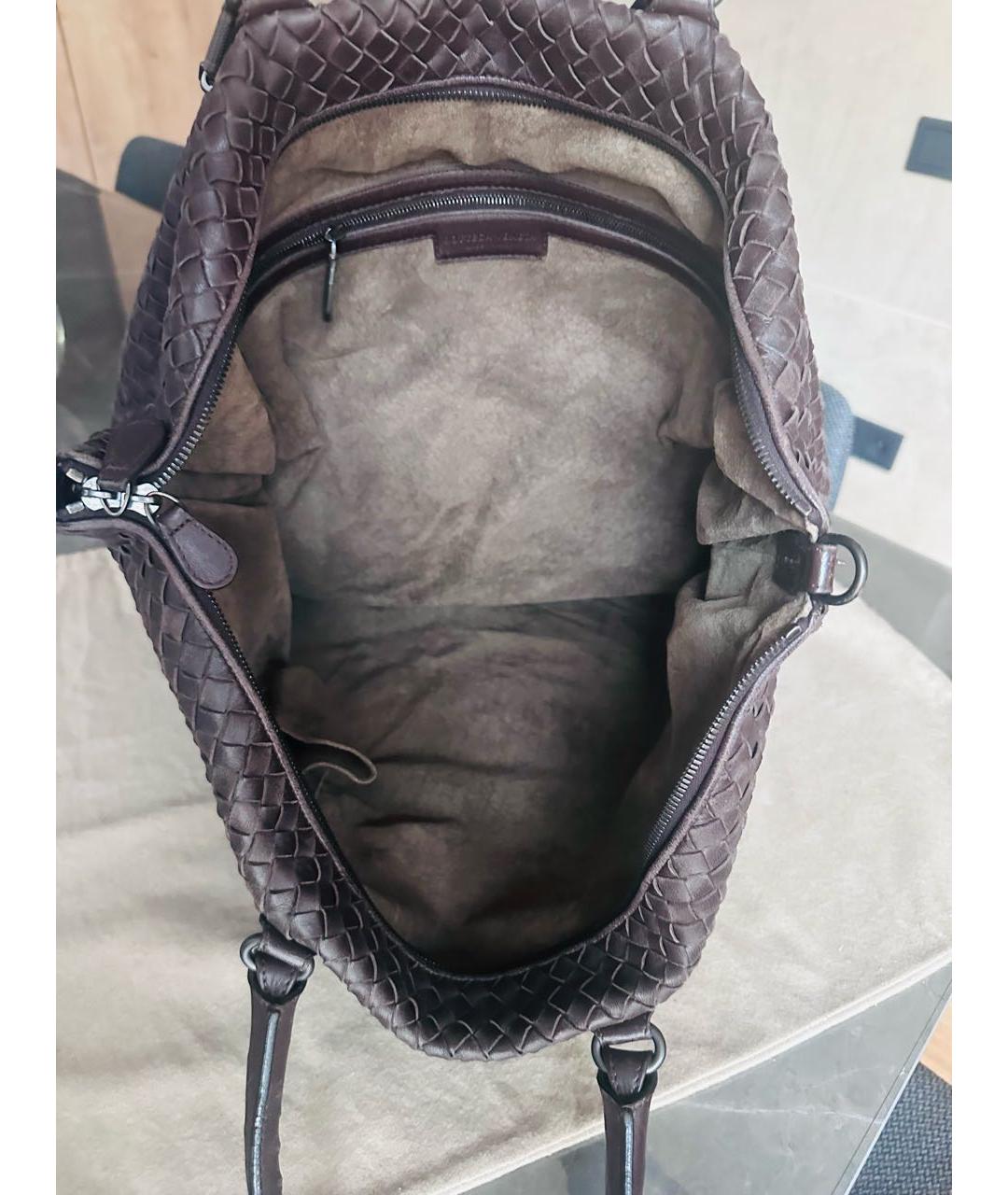 BOTTEGA VENETA Коричневая кожаная сумка с короткими ручками, фото 7