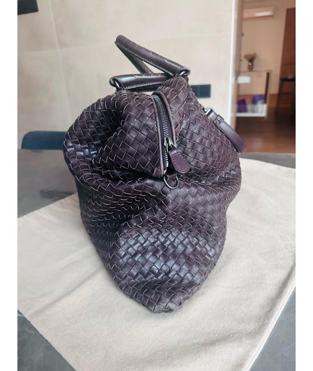 BOTTEGA VENETA Коричневая кожаная сумка с короткими ручками, фото 5