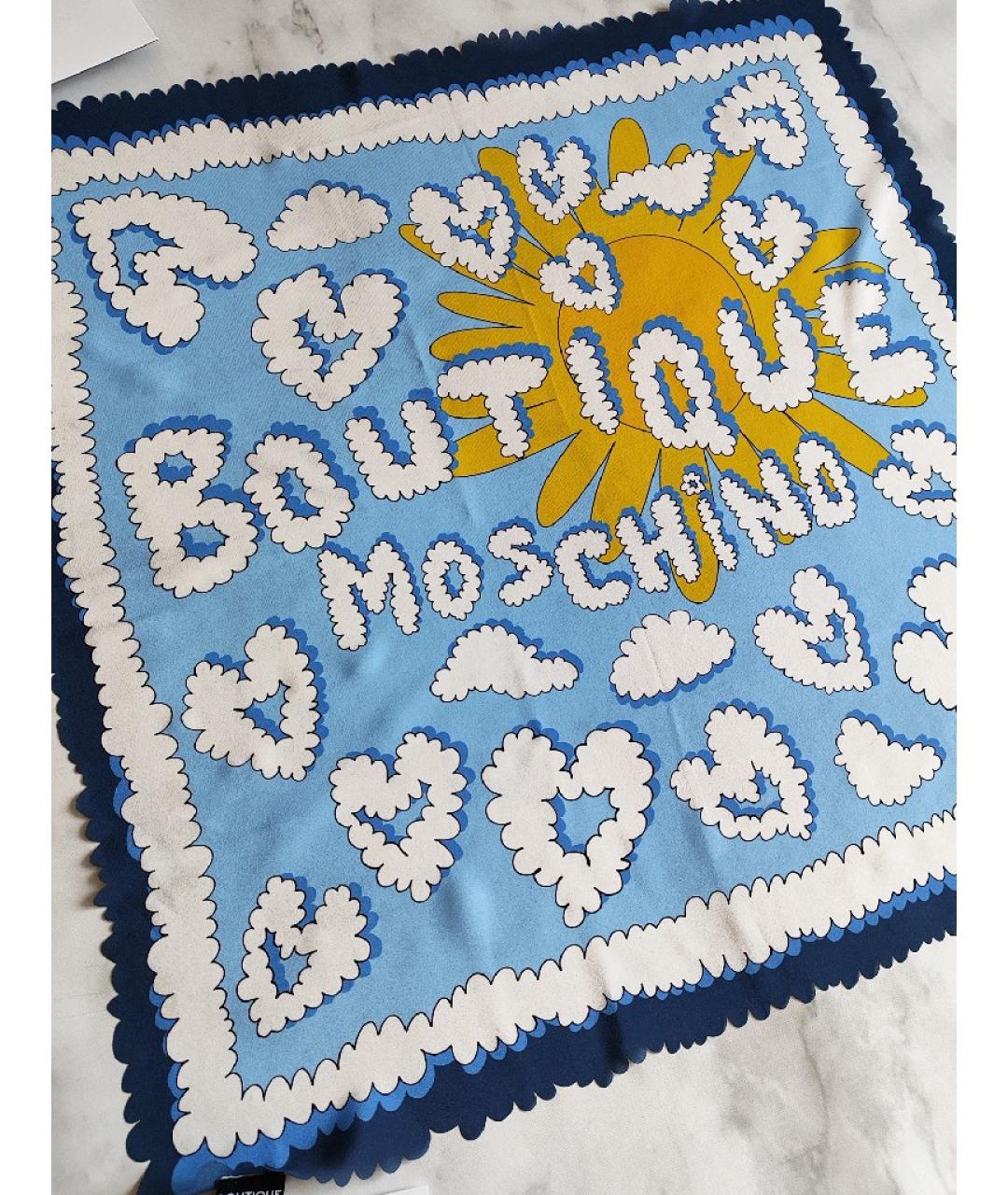 BOUTIQUE MOSCHINO Голубой шелковый платок, фото 5