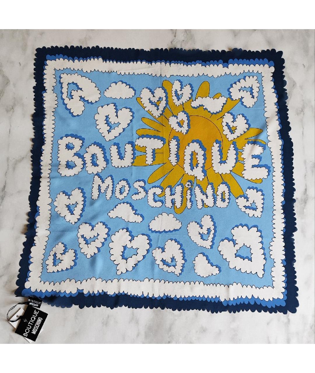 BOUTIQUE MOSCHINO Голубой шелковый платок, фото 10