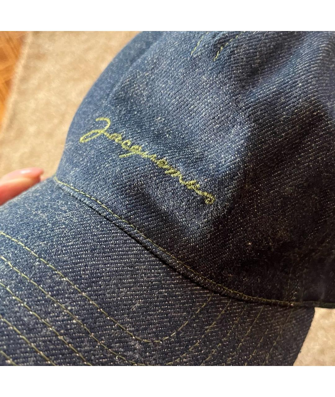 JACQUEMUS Темно-синяя хлопковая кепка, фото 3