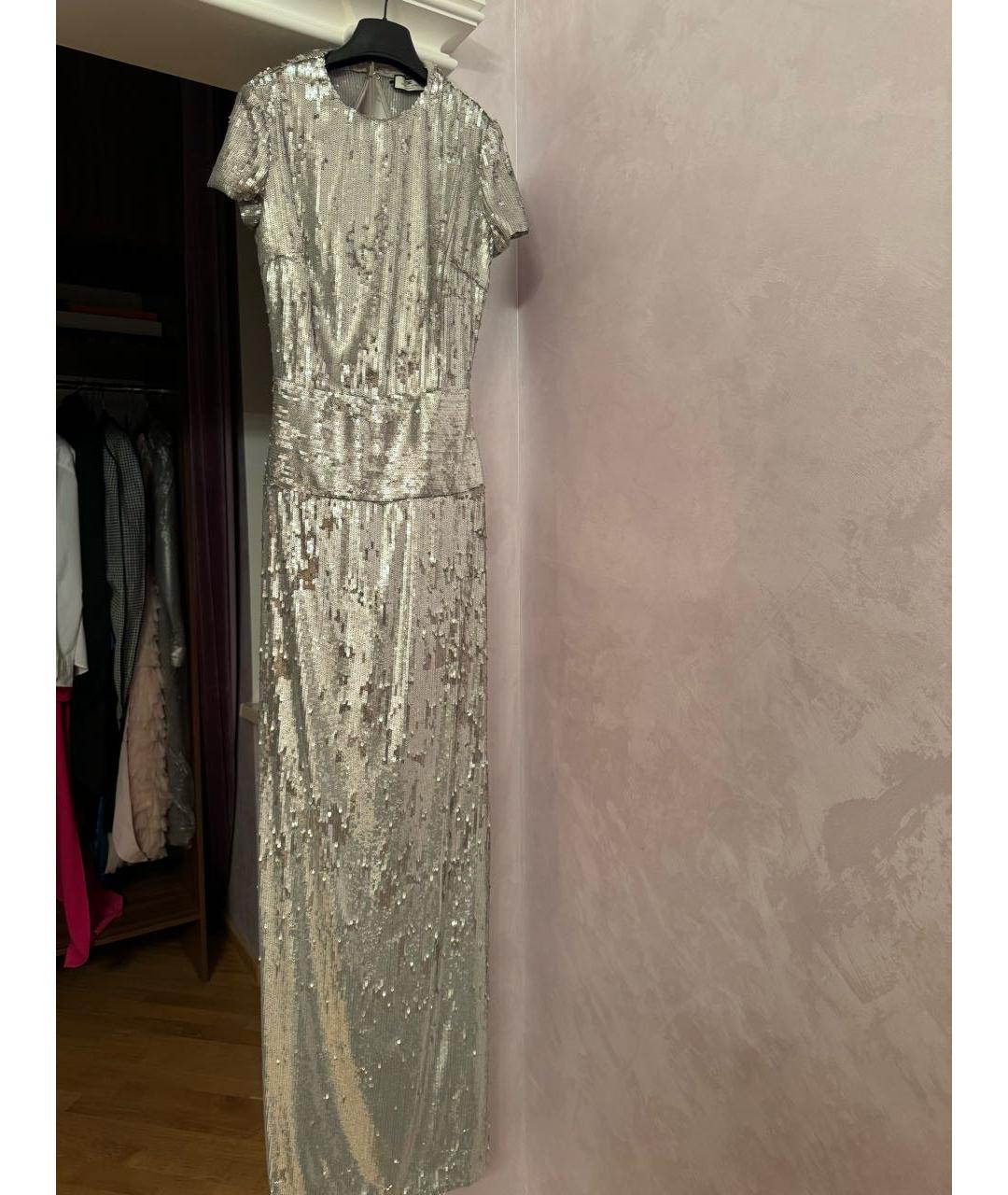 ELISABETTA FRANCHI Серебряное вечернее платье, фото 5