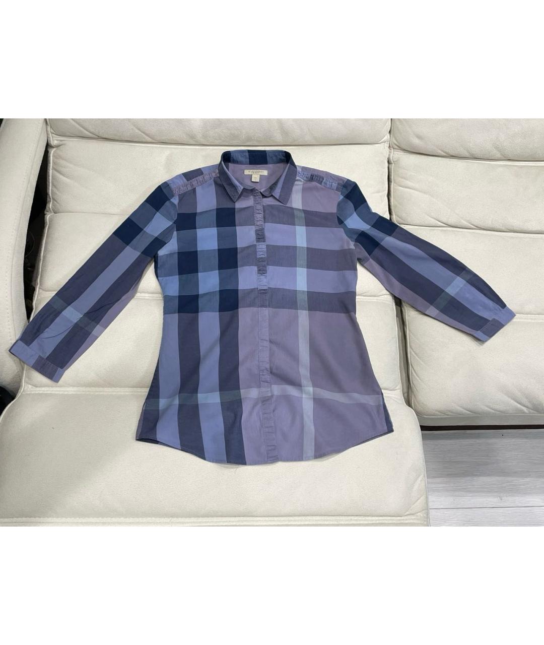 BURBERRY Темно-синяя хлопковая классическая рубашка, фото 5