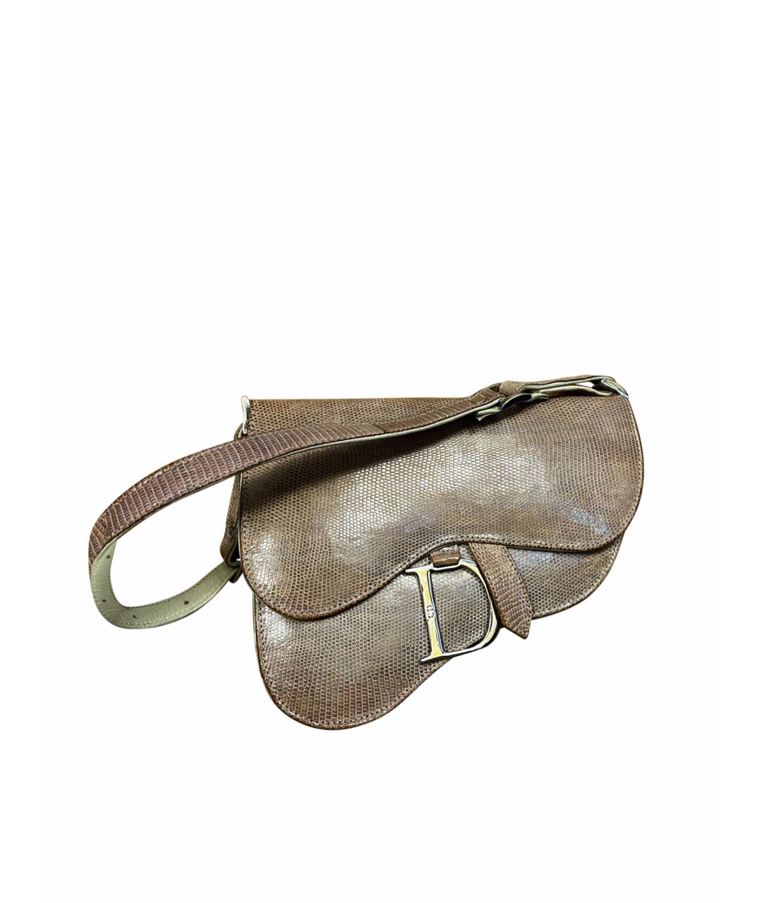 CHRISTIAN DIOR PRE-OWNED Бежевая сумка с короткими ручками из экзотической кожи, фото 1