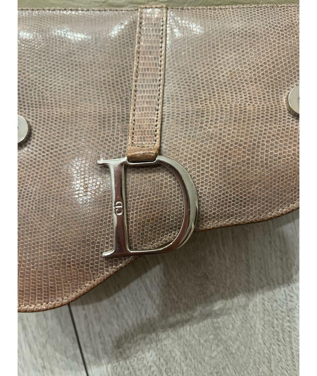 CHRISTIAN DIOR PRE-OWNED Бежевая сумка с короткими ручками из экзотической кожи, фото 5