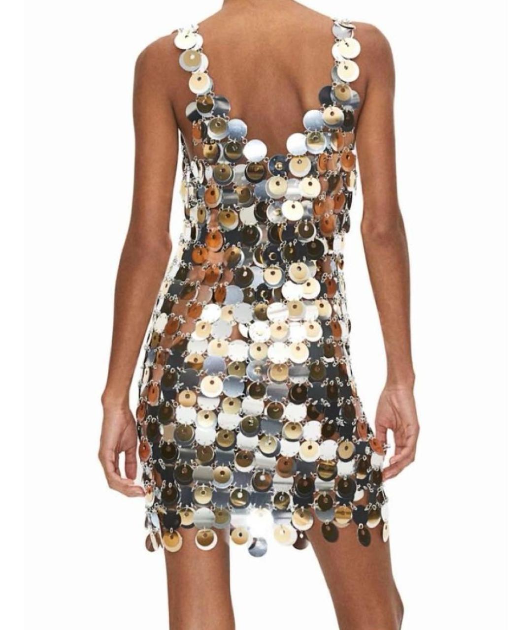 PACO RABANNE Серебряное коктейльное платье, фото 3