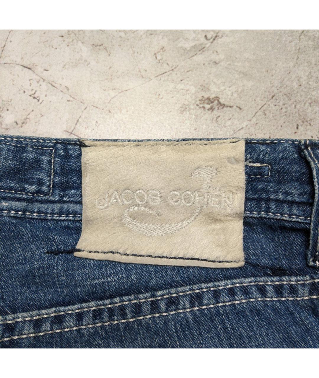 JACOB COHEN Синие хлопко-леновые прямые джинсы, фото 6