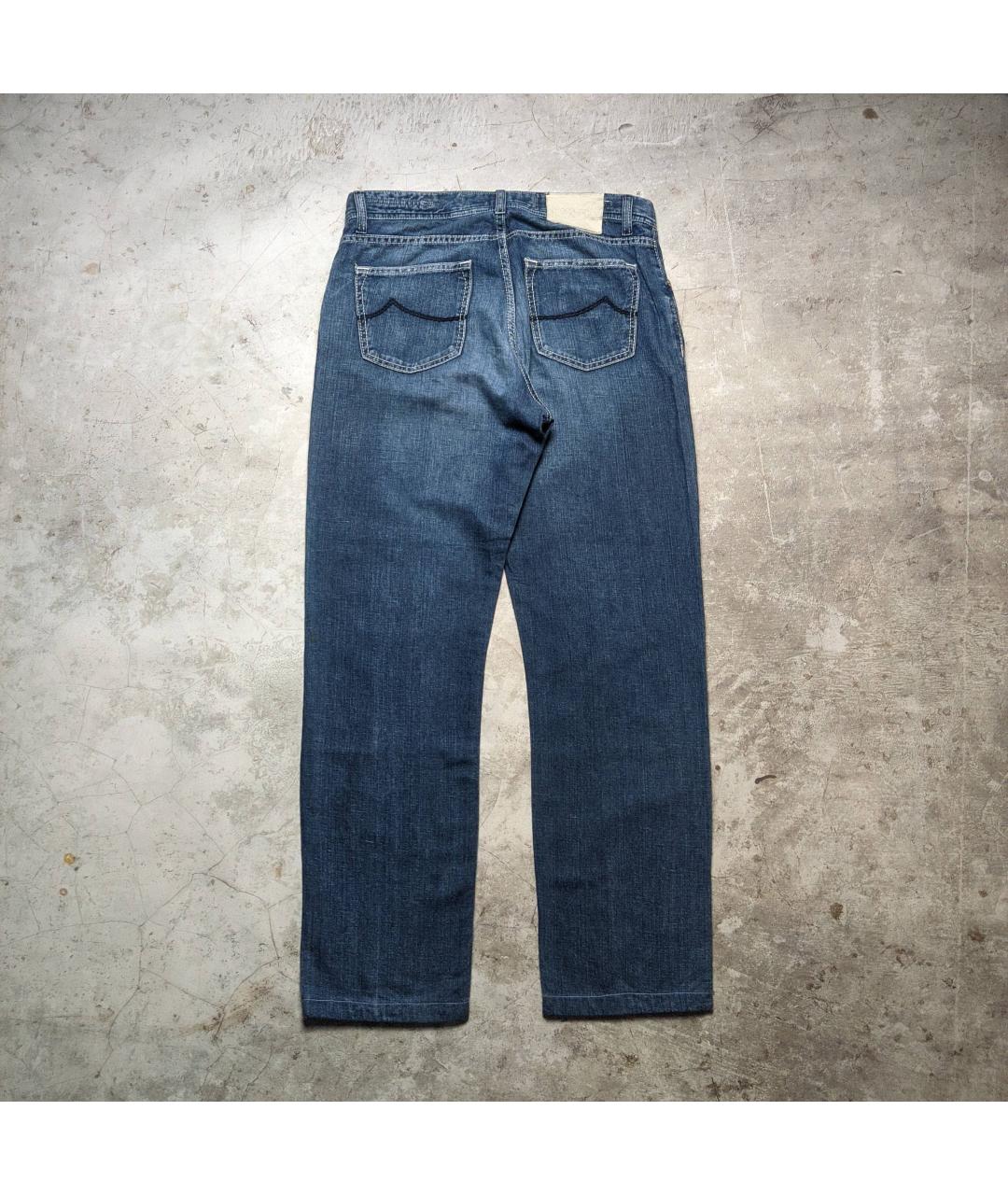 JACOB COHEN Синие хлопко-леновые прямые джинсы, фото 2
