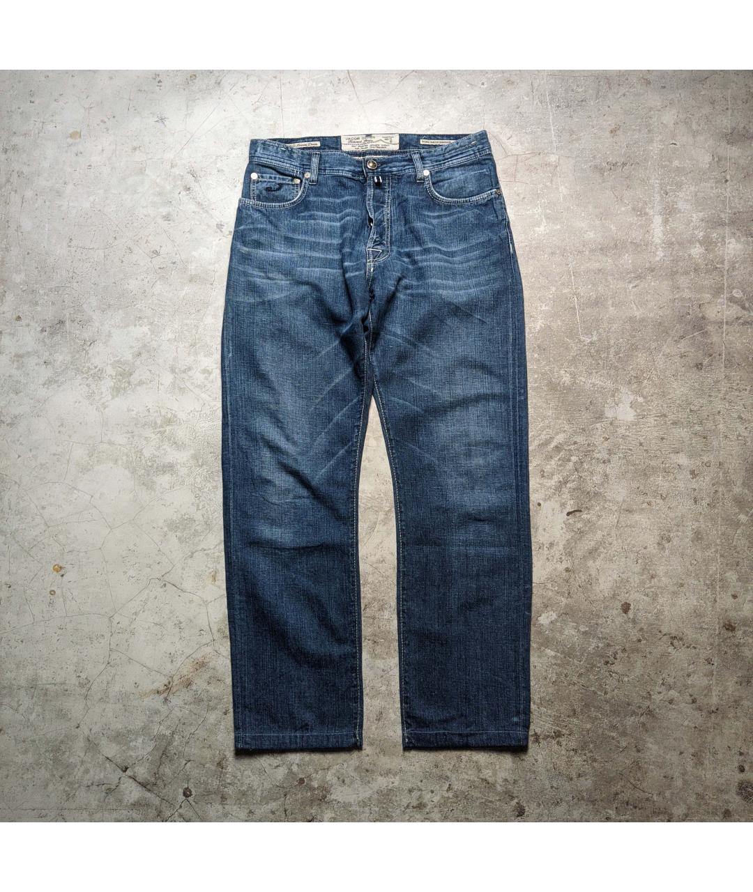 JACOB COHEN Синие хлопко-леновые прямые джинсы, фото 10