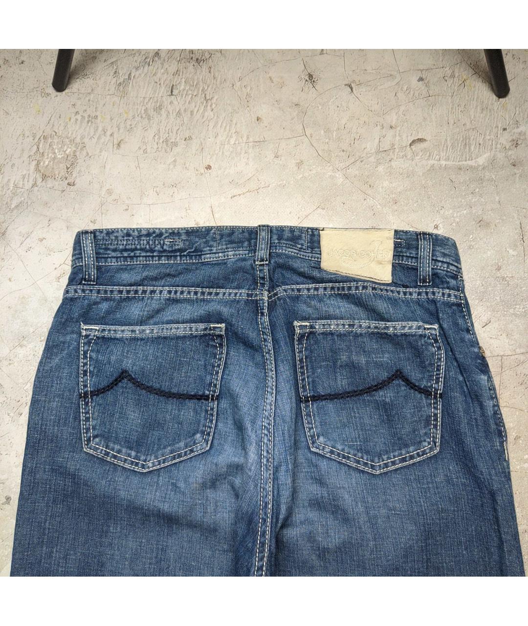 JACOB COHEN Синие хлопко-леновые прямые джинсы, фото 3