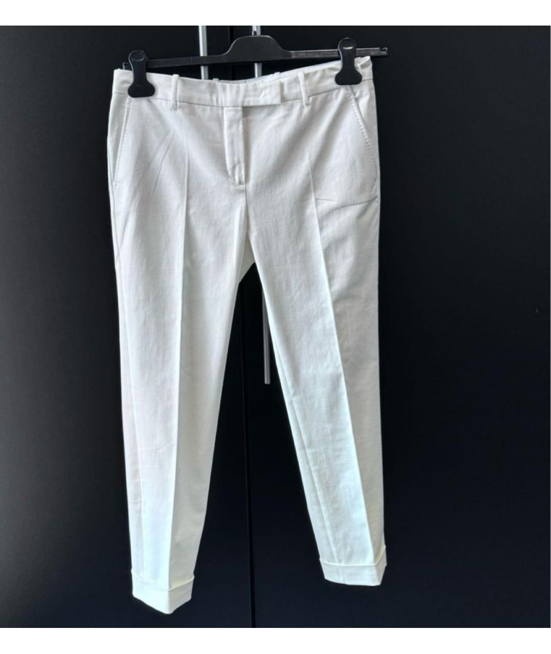 LORO PIANA Белые хлопко-эластановые прямые брюки, фото 7
