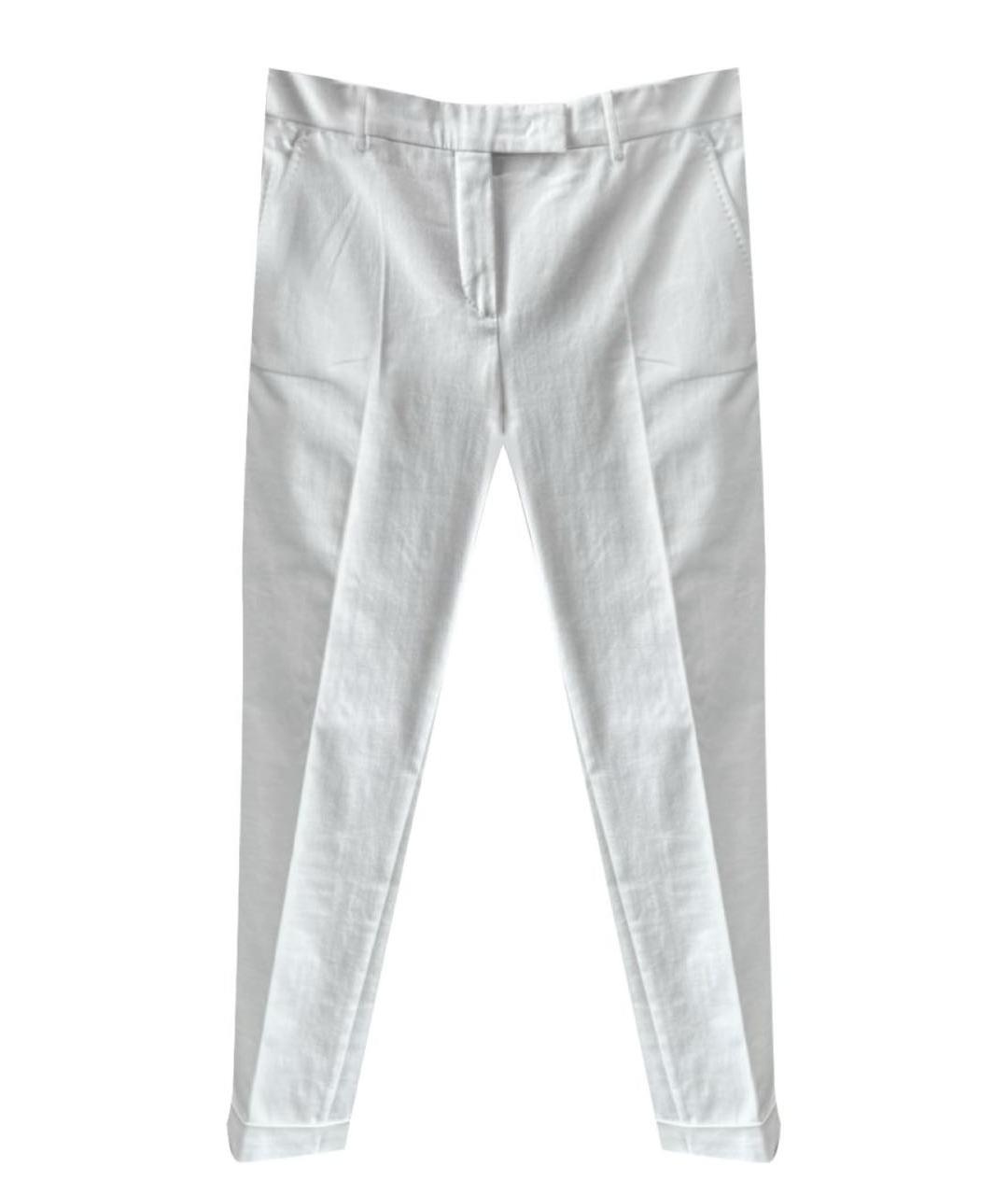LORO PIANA Белые хлопко-эластановые прямые брюки, фото 1