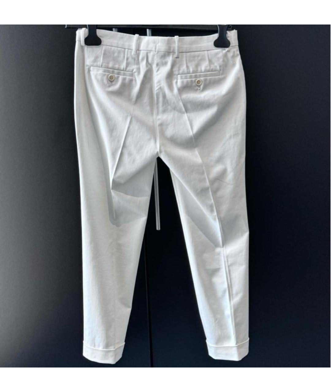 LORO PIANA Белые хлопко-эластановые прямые брюки, фото 2