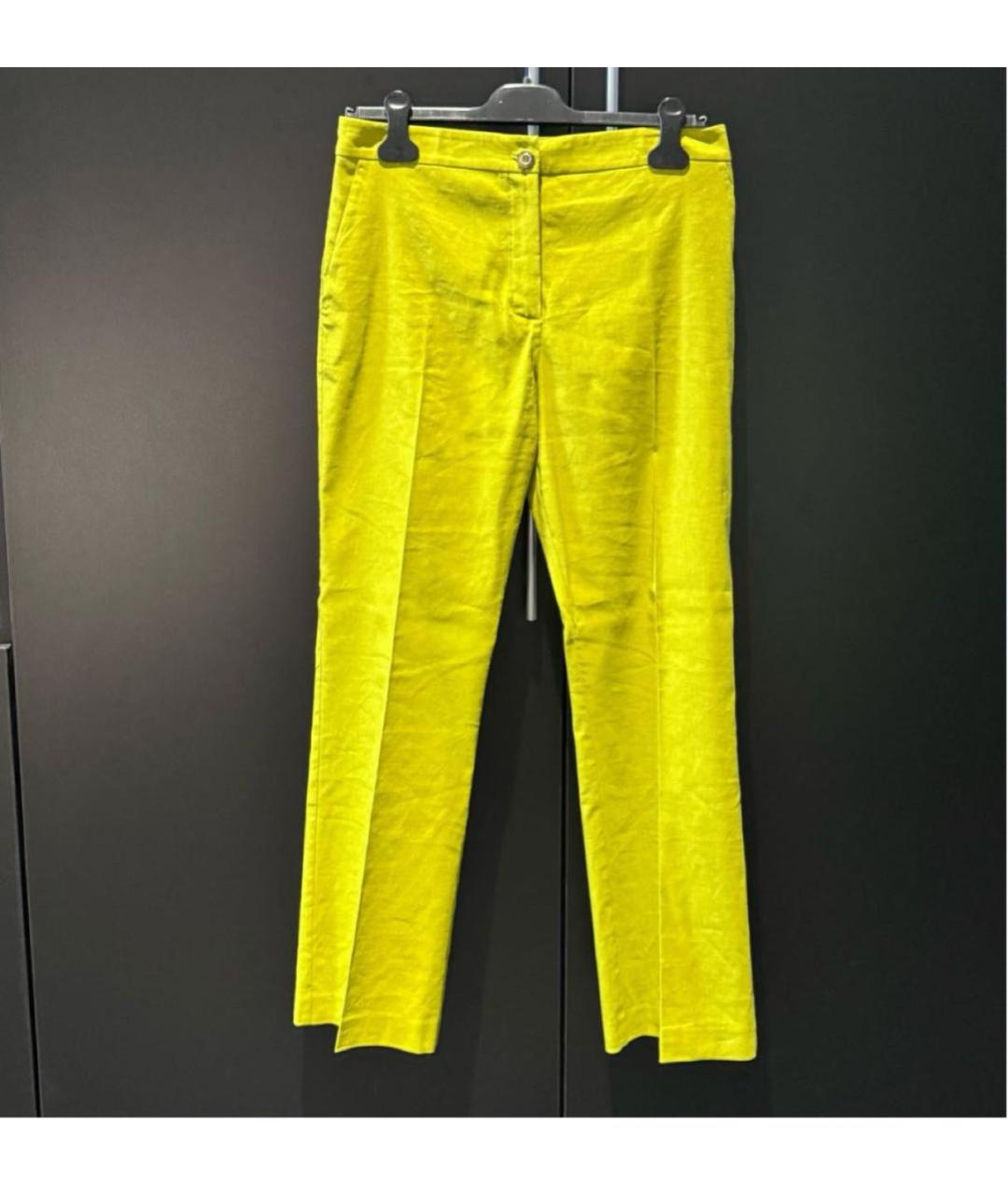 PINKO Желтые льняные прямые брюки, фото 2