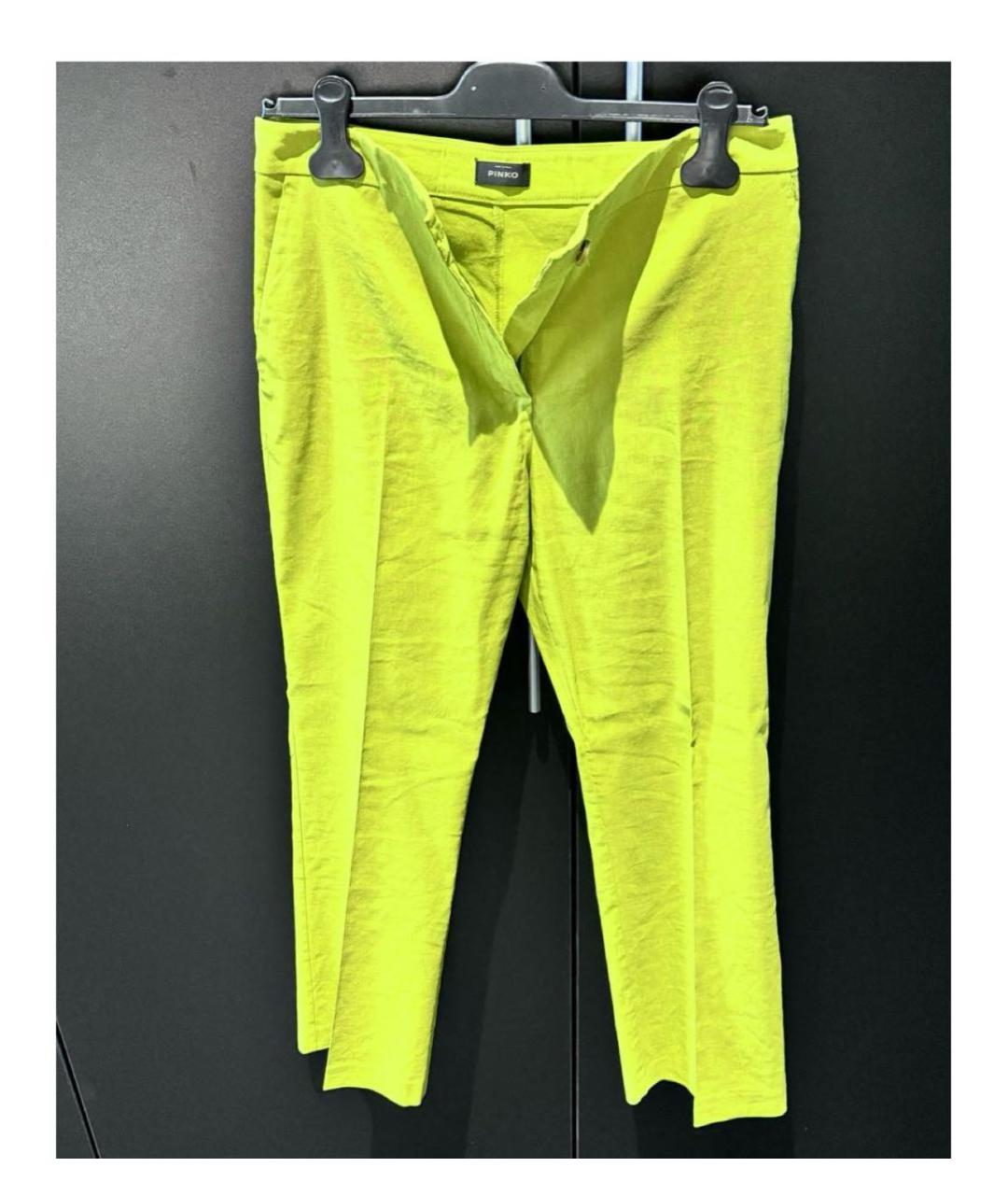 PINKO Желтые льняные прямые брюки, фото 4