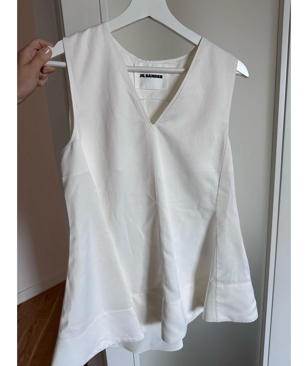 JIL SANDER Белая вискозная блузы, фото 3