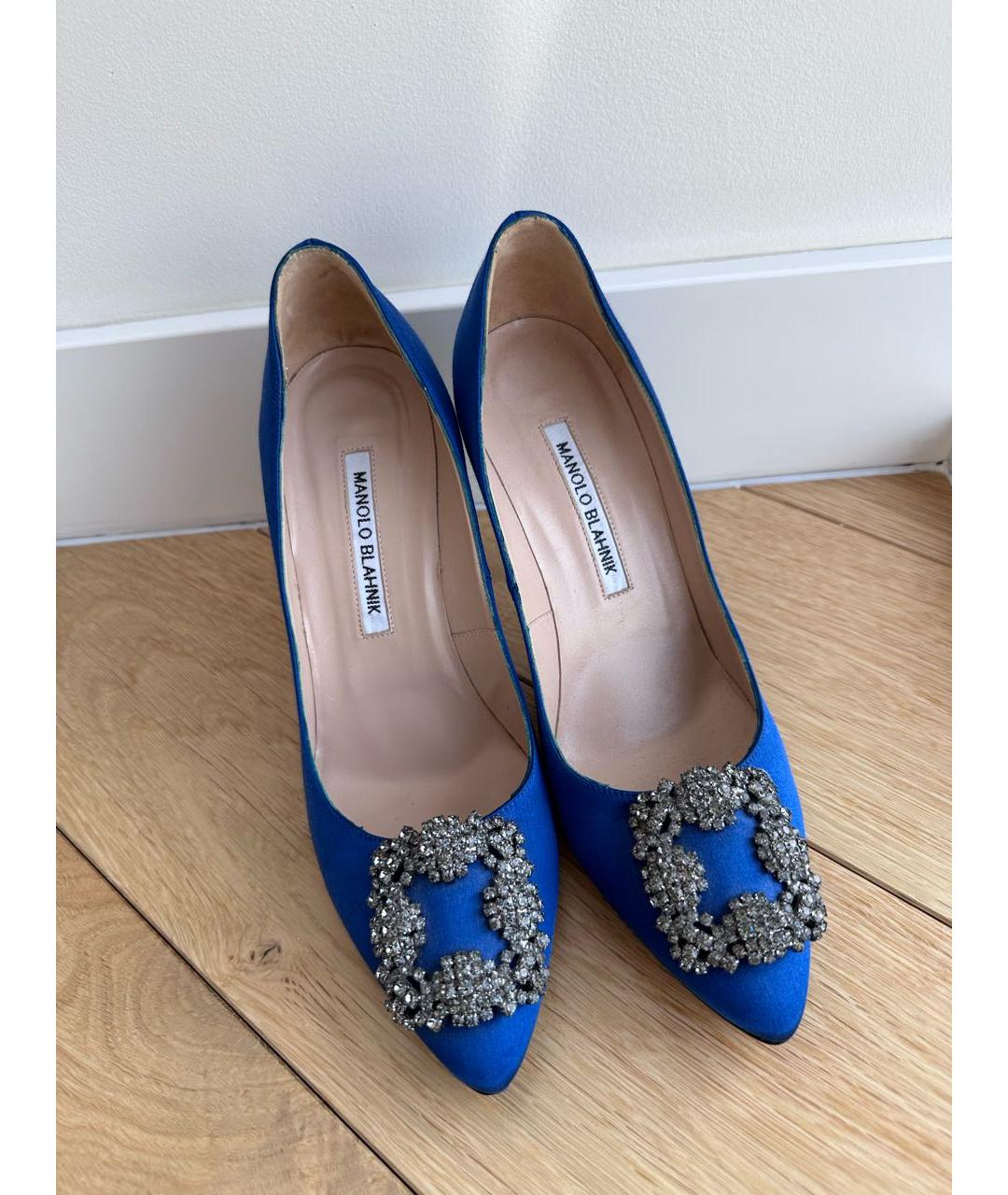 MANOLO BLAHNIK Синие текстильные туфли, фото 2